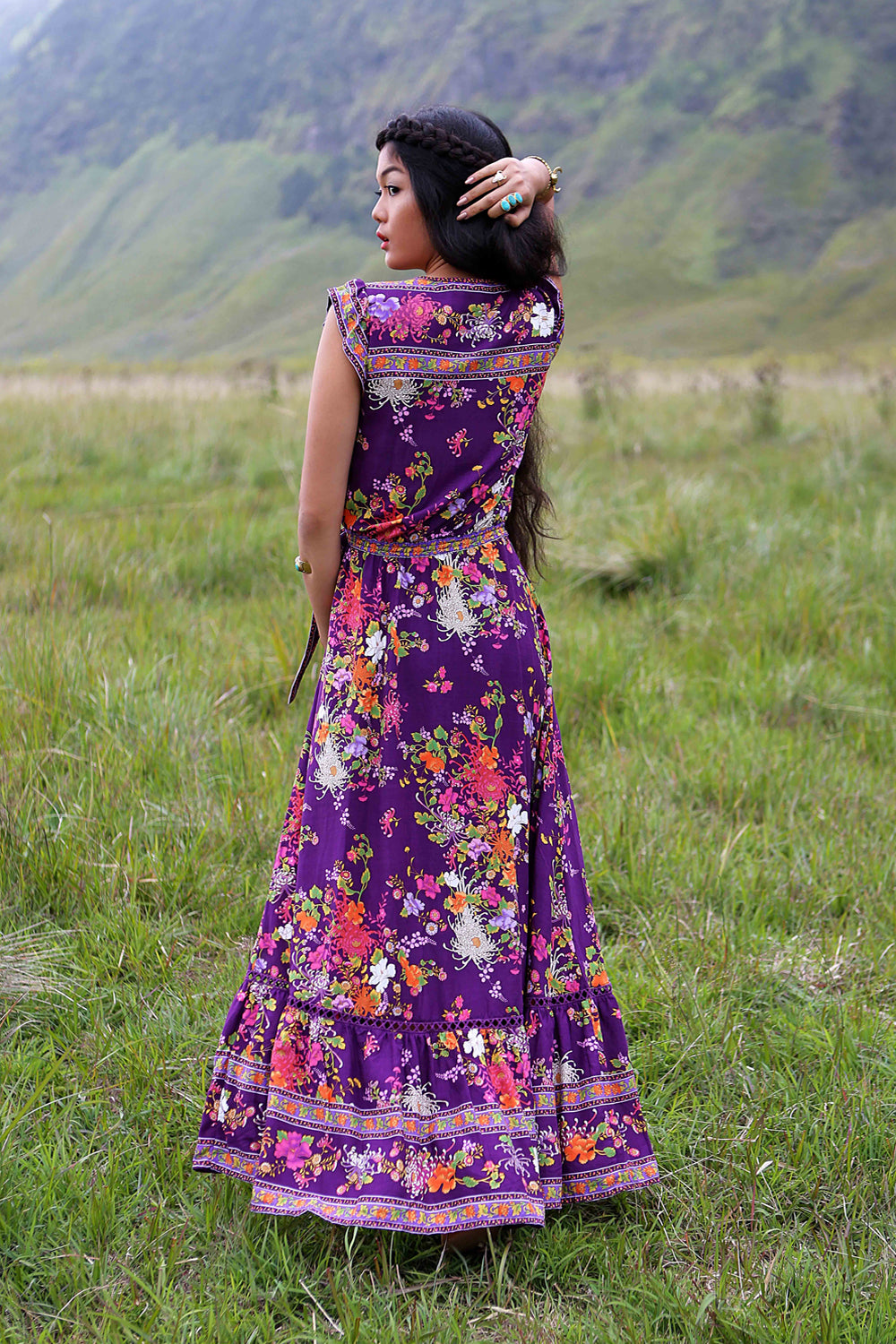 Lola Wrap Maxi Dress - Plum - Tulle and Batiste