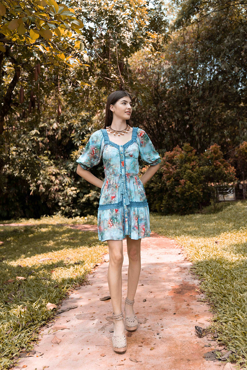 Aveline Mini Dress - Forest Blue by Tulle and Batiste - Ethical Slow Fashion - Free Shipping - Easy Returns