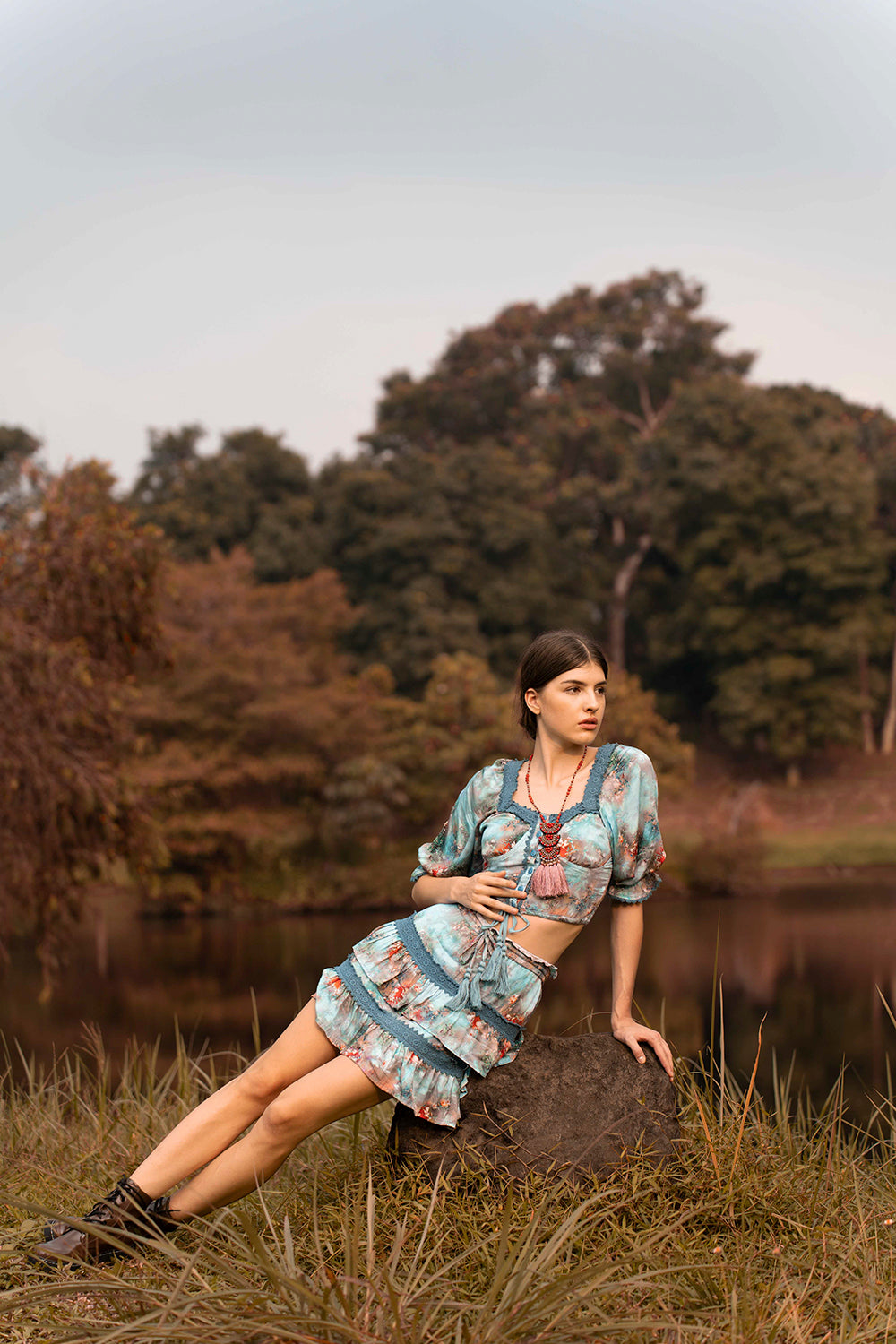 Aveline Mini Skirt, where sustainability meets bohemian allure, creating timeless fashion