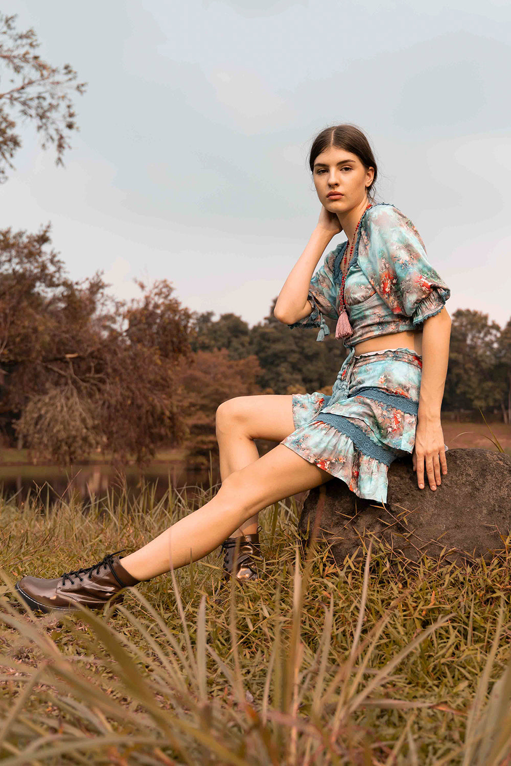 Aveline Mini Skirt, handmade with sustainable materials, perfect for the modern boho enthusiast
