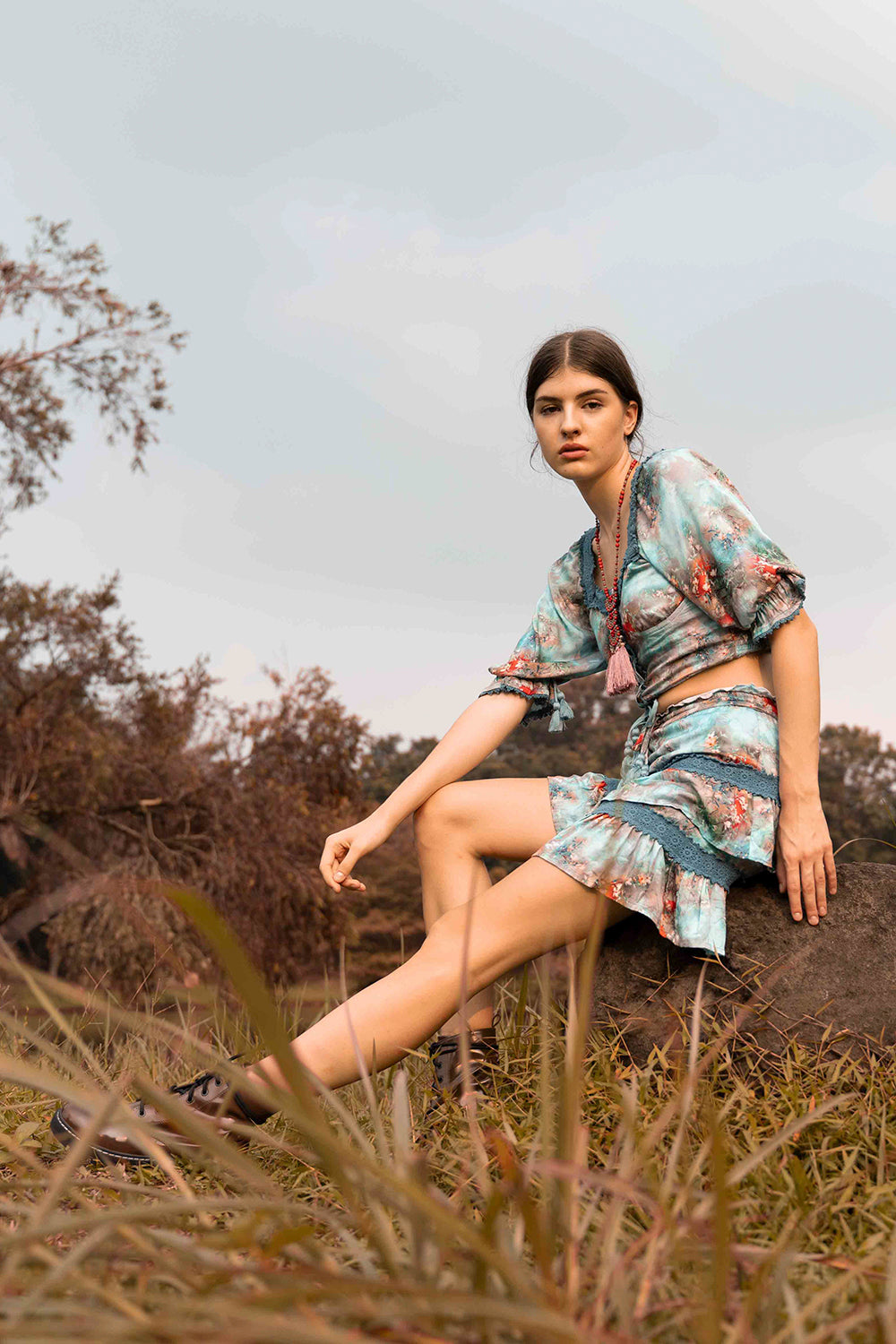 Rock your bohemian style guilt-free with the Aveline Mini Skirt, ethically sourced and handmade