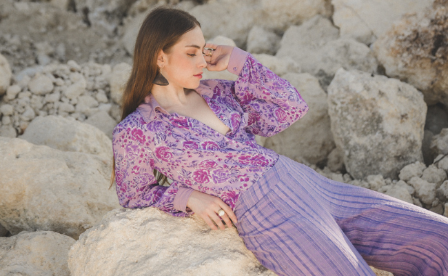 Ayana Blouse - Violet - Peony by Tulle and Batiste