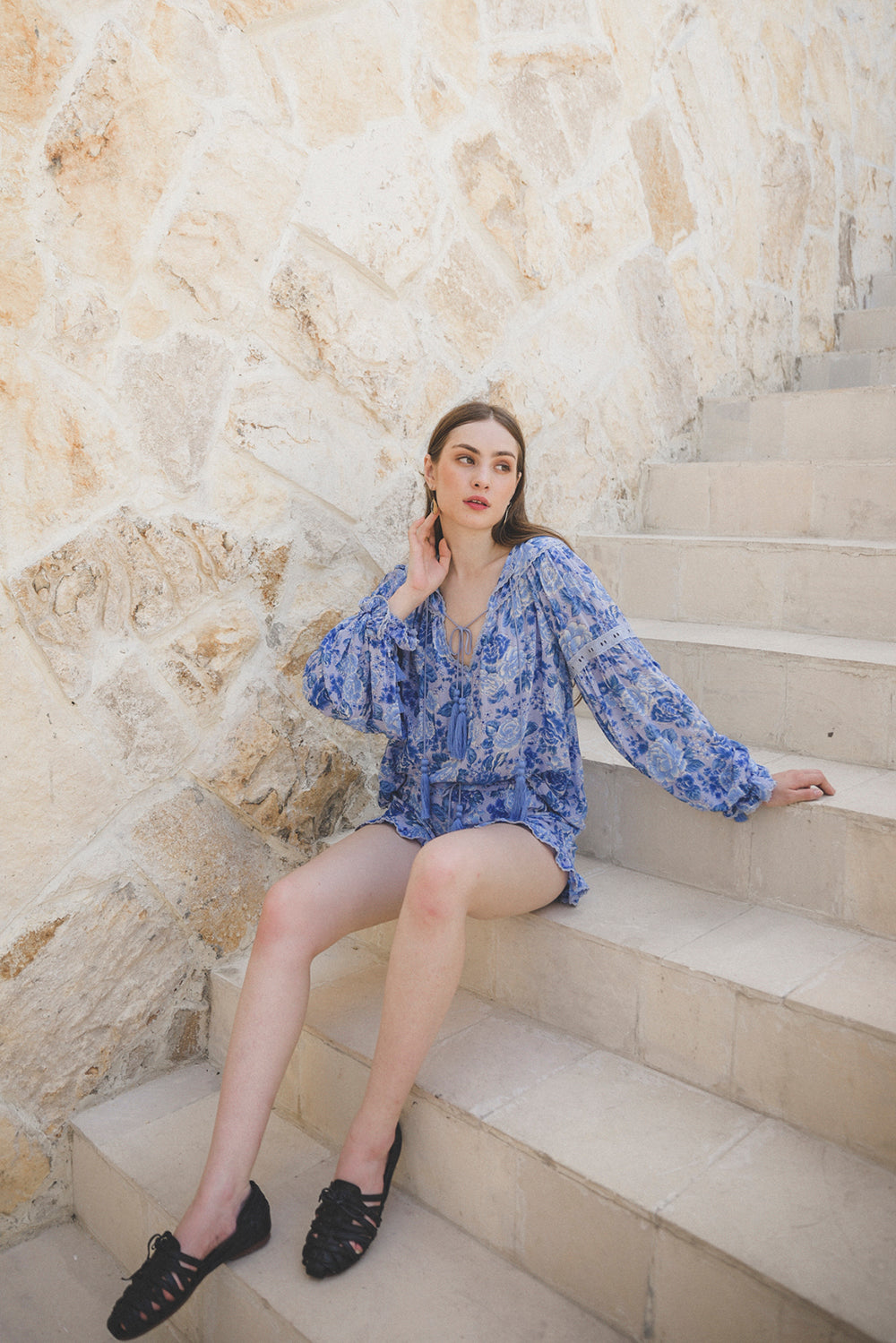 Calla Blouse - Ibiza Blue - Peony by Tulle and Batiste - Ethical Slow Fashion - Free Shipping - Easy Returns