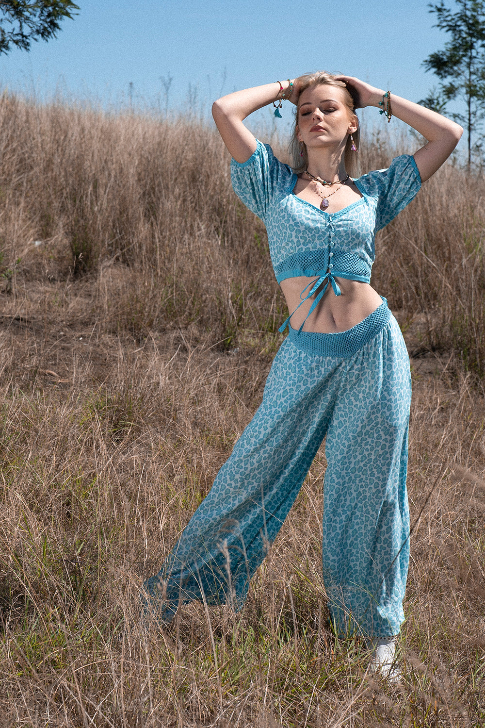 Clover Crop Top - Turquoise - Into the Wild by Tulle and Batiste