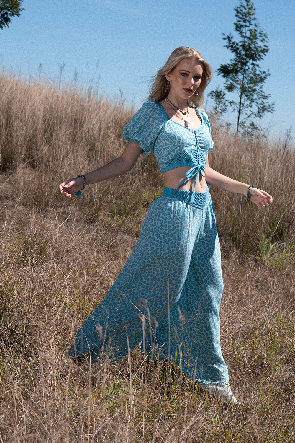 Clover Crop Top - Turquoise - Into the Wild by Tulle and Batiste