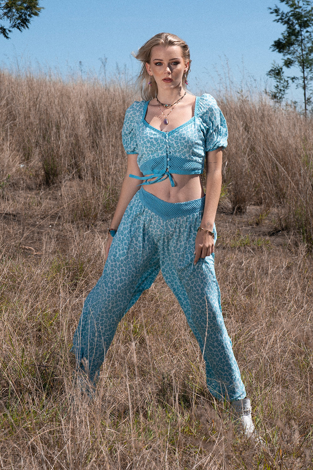 Clover Crop Top - Turquoise - Into the Wild by Tulle and Batiste