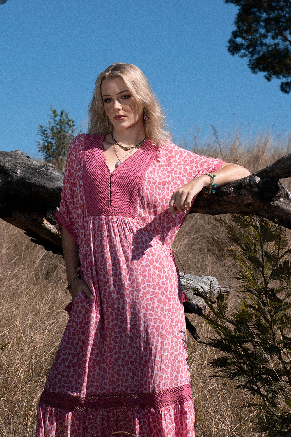Daisy Boho Dress - Magenta - Into the Wild by Tulle and Batiste
