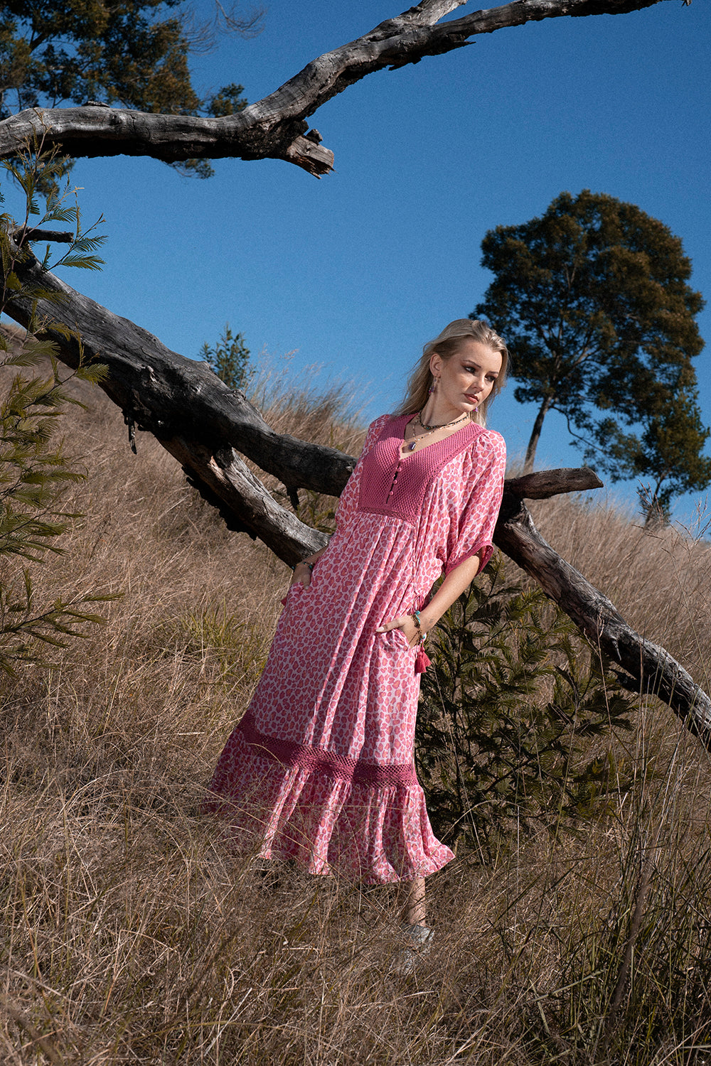 Daisy Boho Dress - Magenta - Into the Wild by Tulle and Batiste