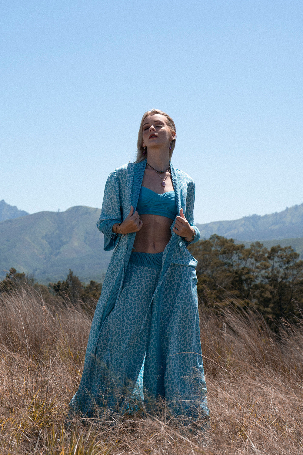 Dandelion Long Kimono - Turquoise - Into the Wild by Tulle and Batiste