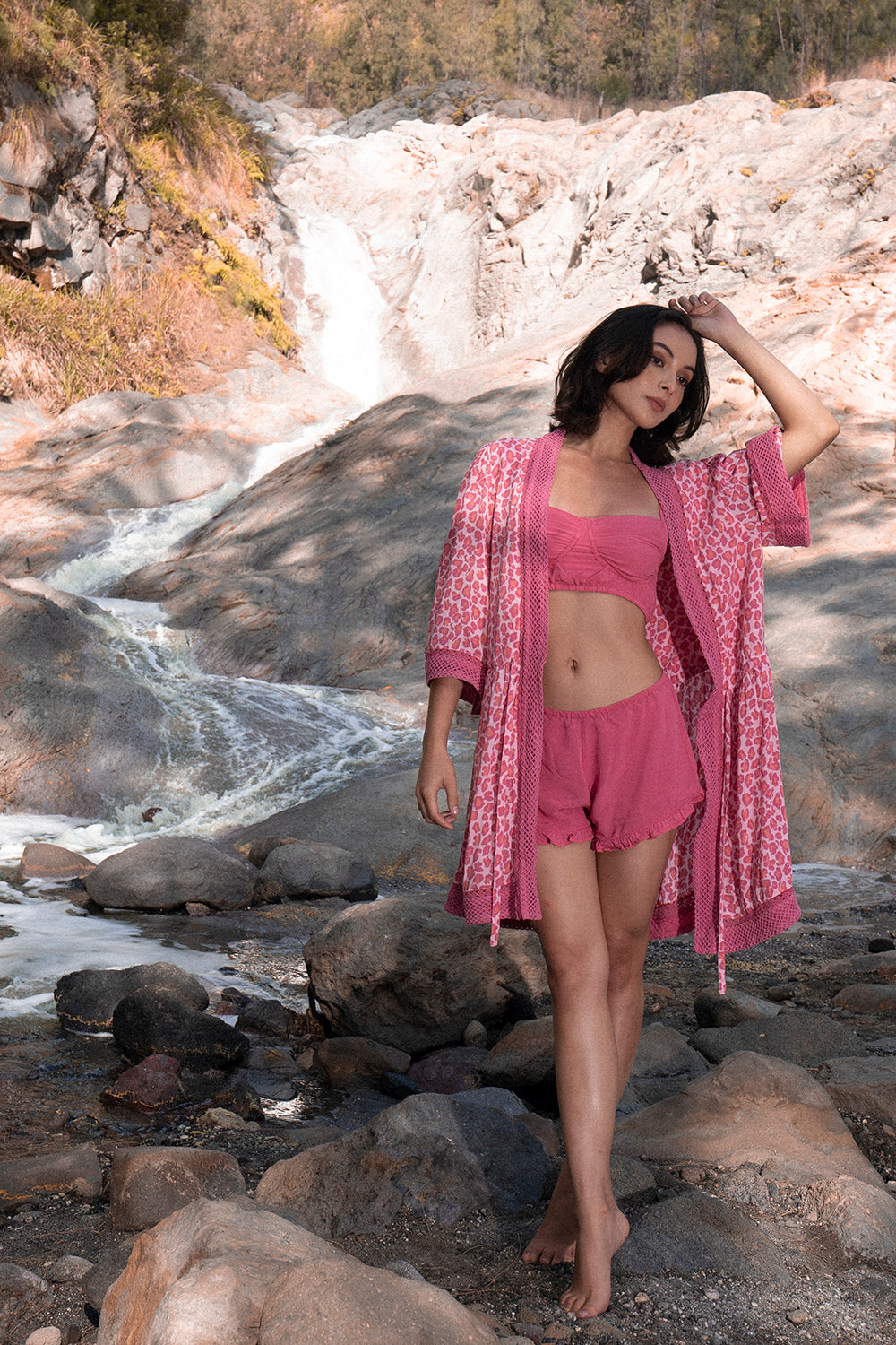 Dandelion Short Kimono - Magenta - Into the Wild by Tulle and Batiste