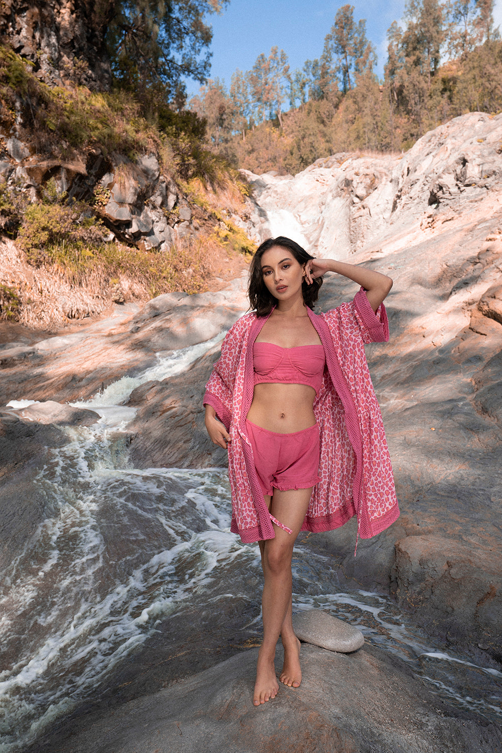 Dandelion Short Kimono - Magenta - Into the Wild by Tulle and Batiste