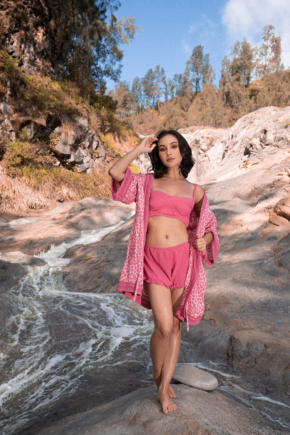 Dandelion Short Kimono - Magenta - Into the Wild by Tulle and Batiste