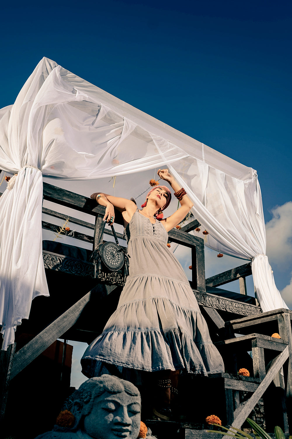 Dreamland Frill Maxi Dress - Mirage Grey - Dreamland by Tulle and Batiste