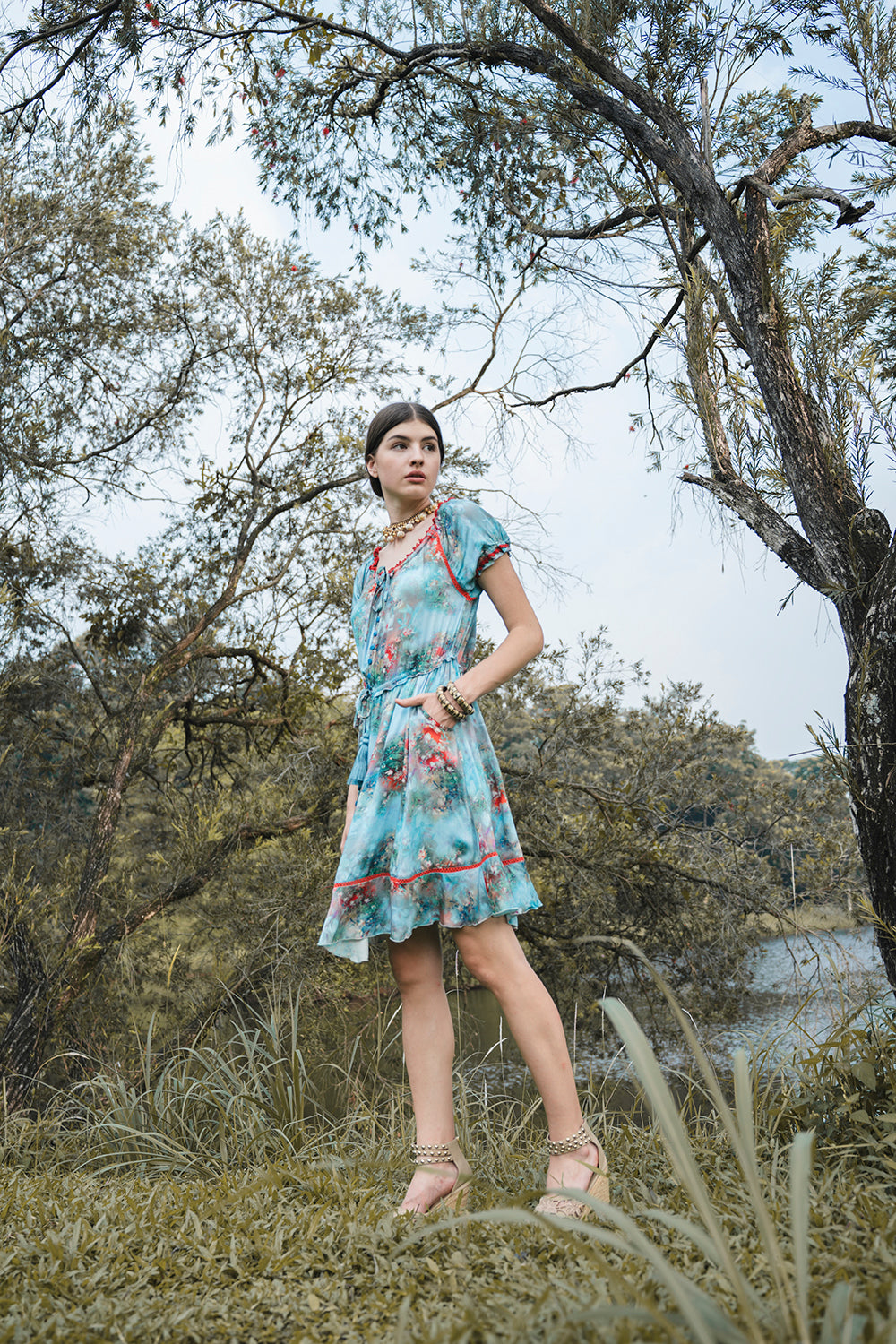 Ellwood Swing Dress - Forest Blue - Peony by Tulle and Batiste - Ethical Slow Fashion - Free Shipping - Easy Returns