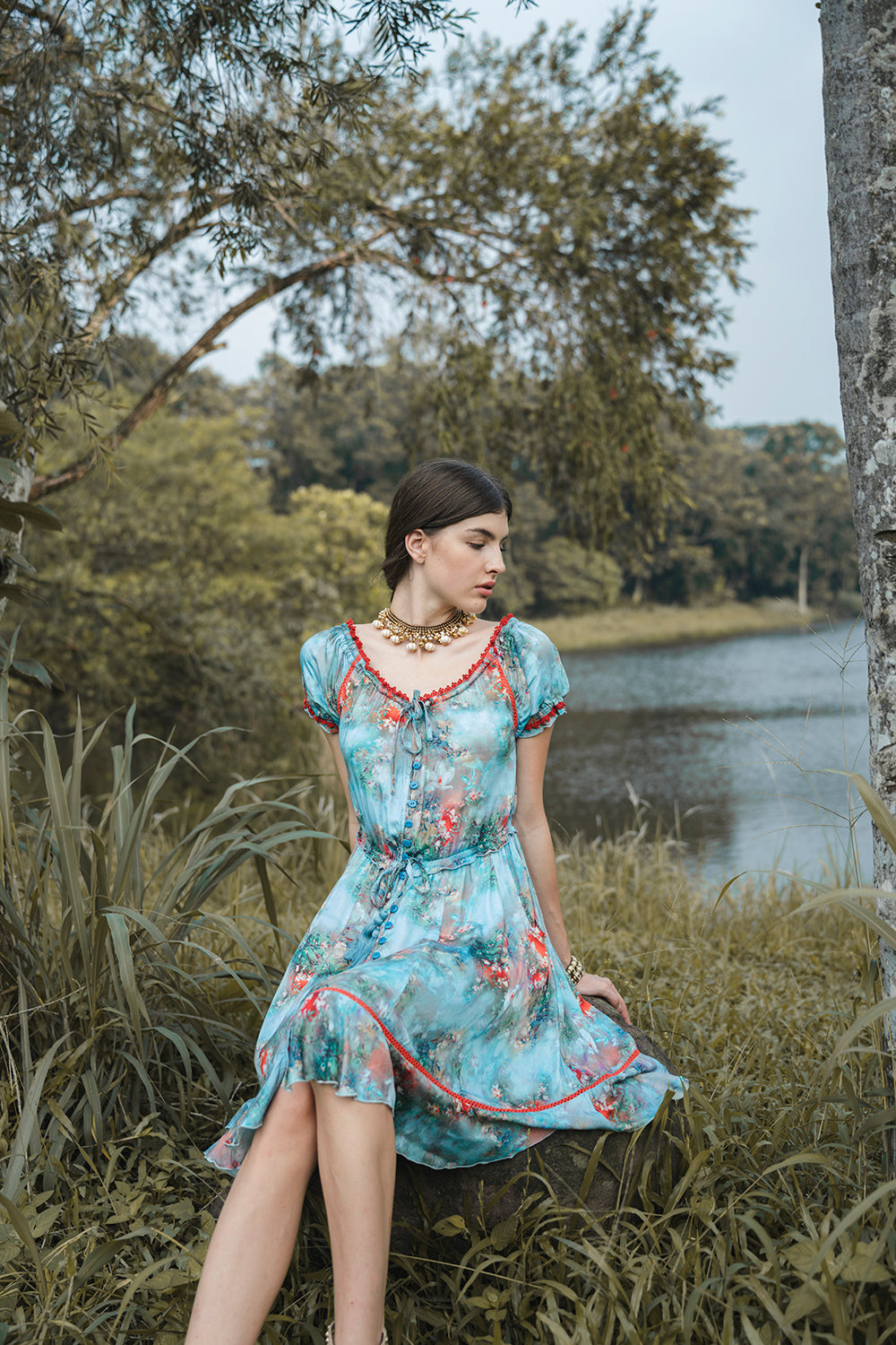 Ellwood Swing Dress - Forest Blue - Peony by Tulle and Batiste - Ethical Slow Fashion - Free Shipping - Easy Returns