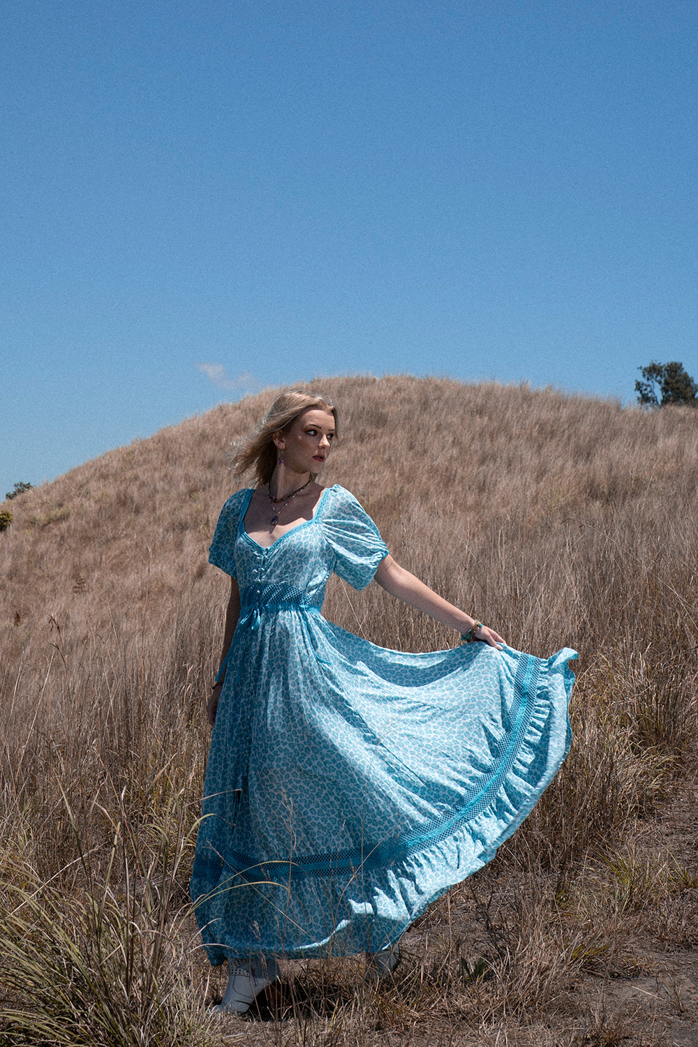 Lavender Maxi Dress - Turquoise - Into the Wild by Tulle and Batiste