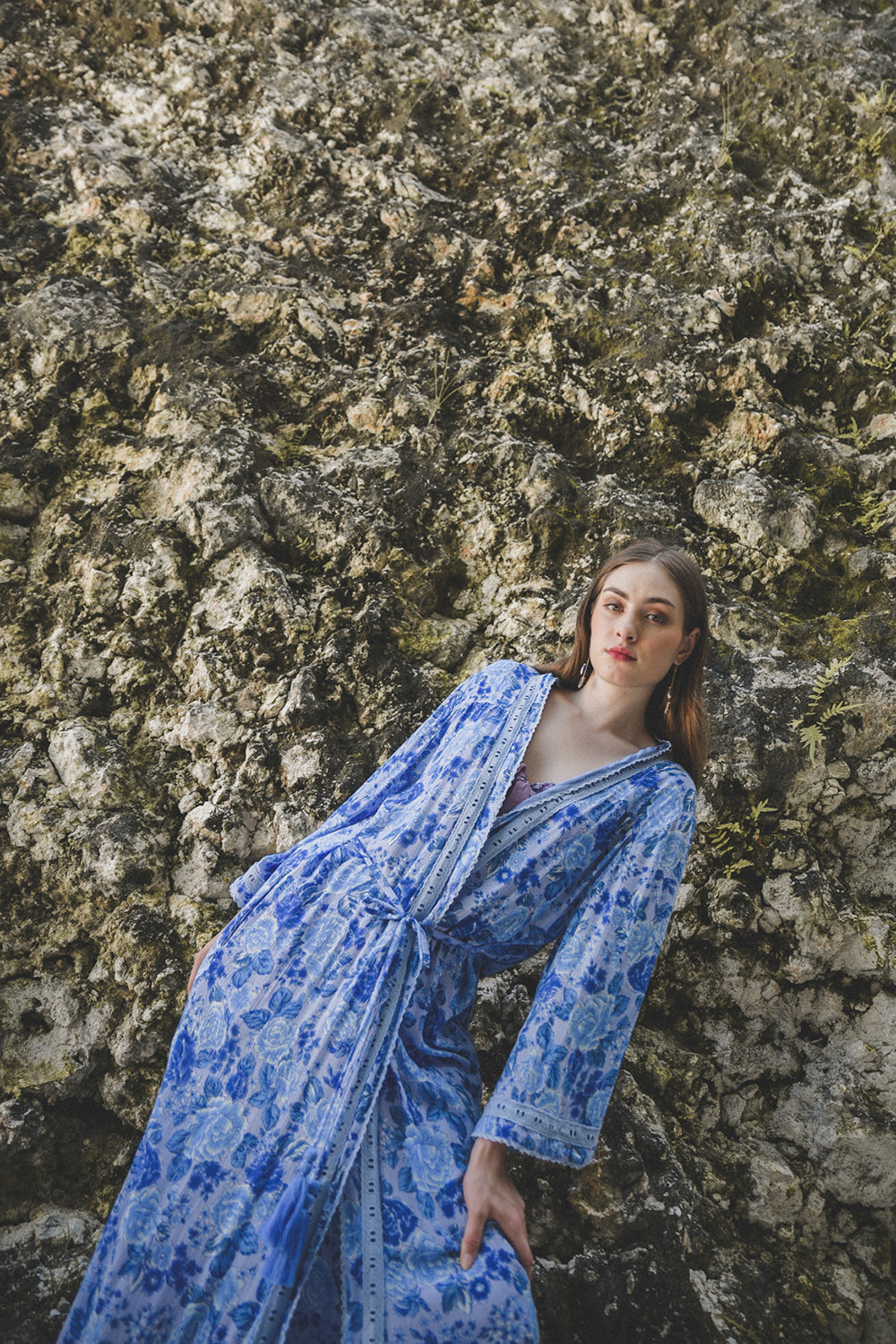 Peony Long Robe - Ibiza Blue - Peony by Tulle and Batiste - Ethical Slow Fashion - Free Shipping - Easy Returns