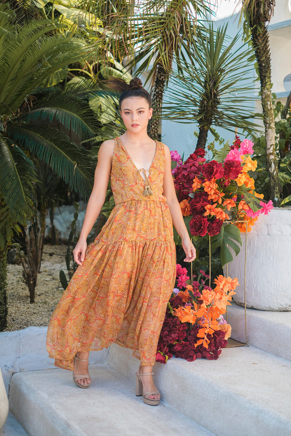 Serafina Midi Dress - Sunset Paisley