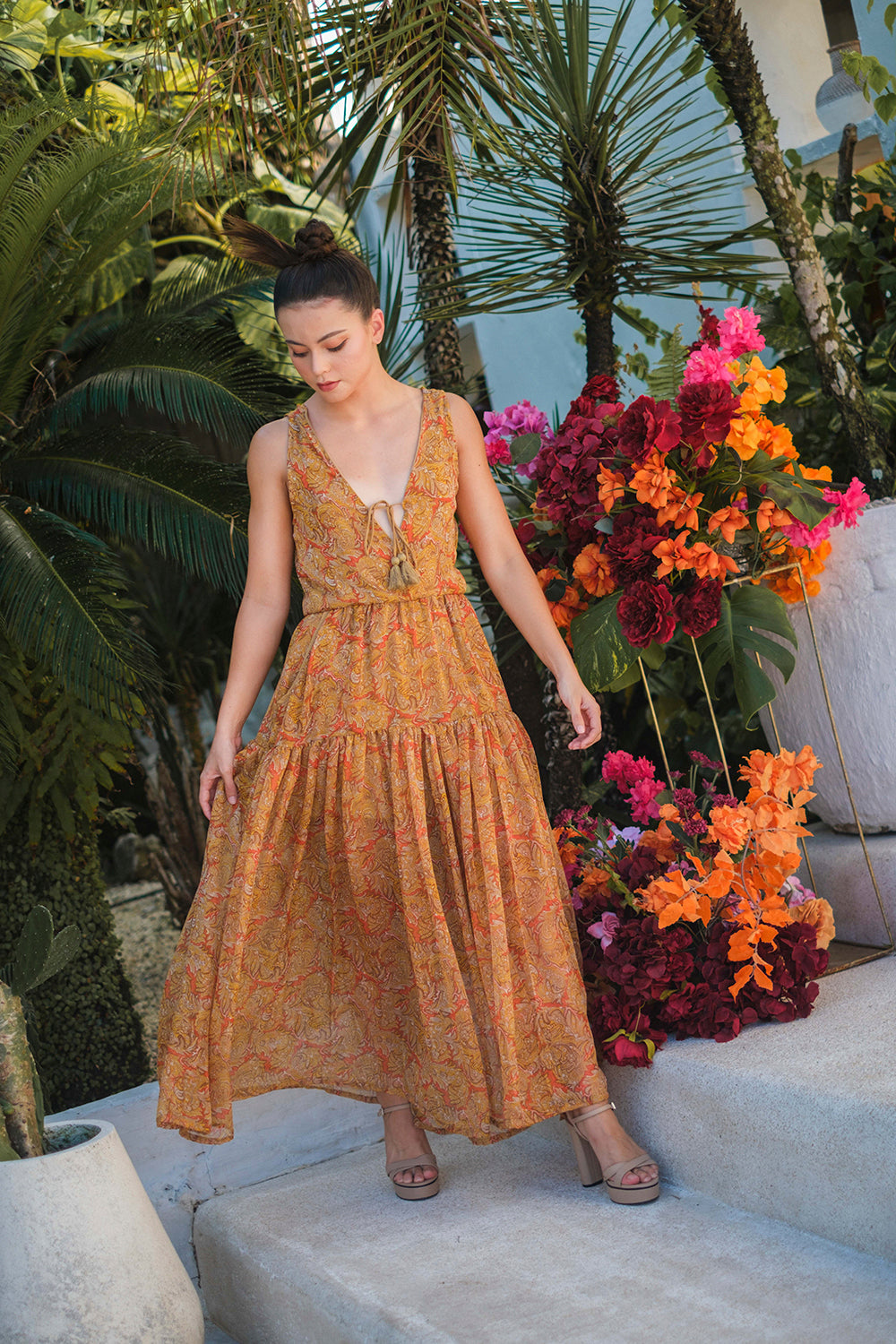 Serafina Midi Dress - Sunset Paisley