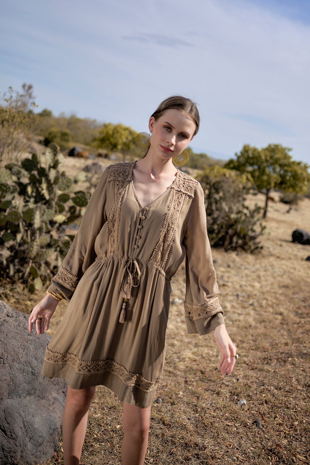 Adele Tunic Dress - Desert Sand - The Fields of Gold by Tulle and Batiste