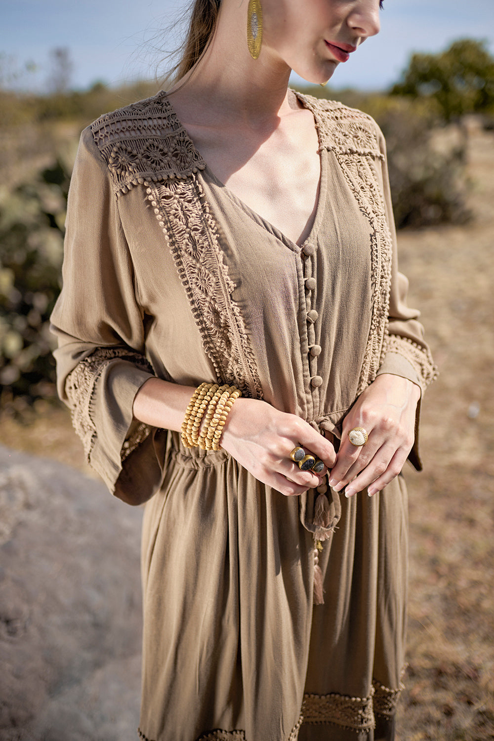 Adele Tunic Dress - Desert Sand - The Fields of Gold by Tulle and Batiste