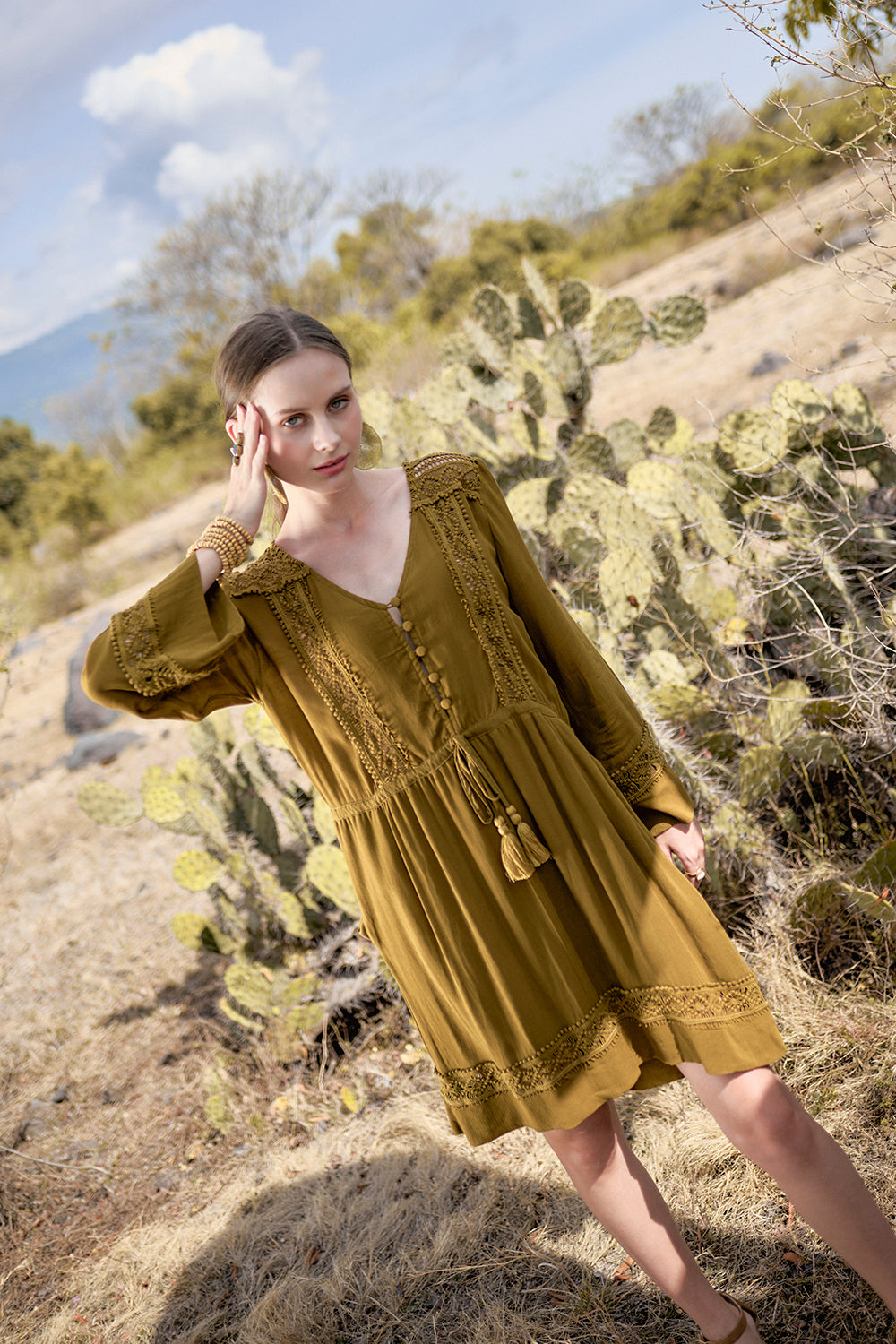 Adele Tunic Dress - Moss - The Fields of Gold by Tulle and Batiste