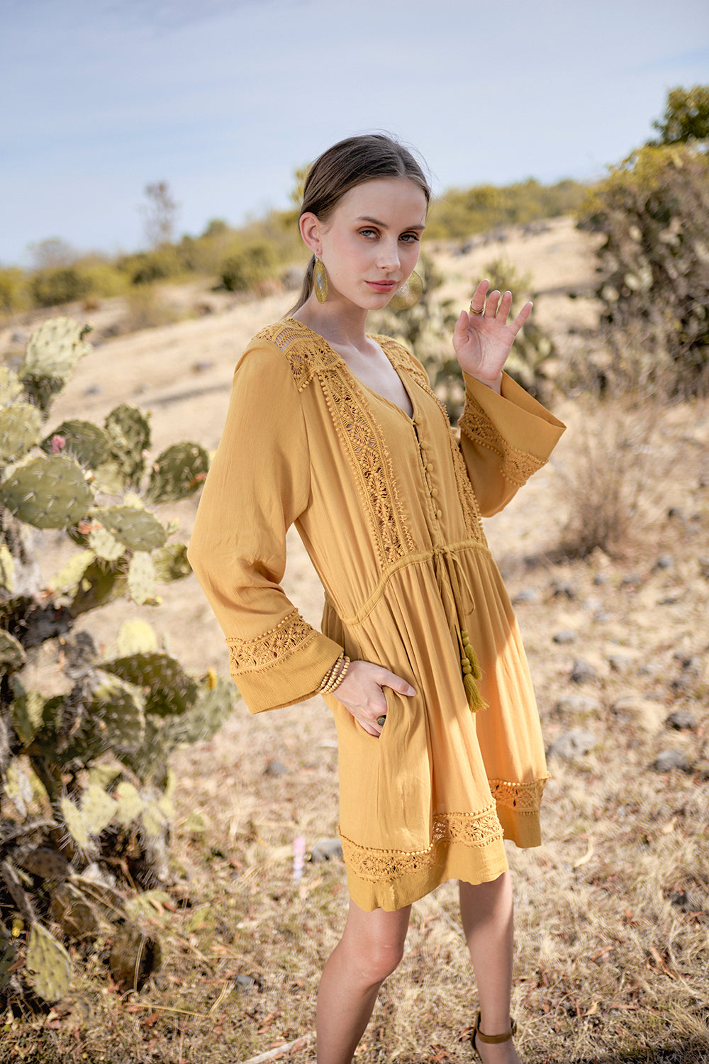 Adele Tunic Dress - Saffron Gold - The Fields of Gold by Tulle and Batiste