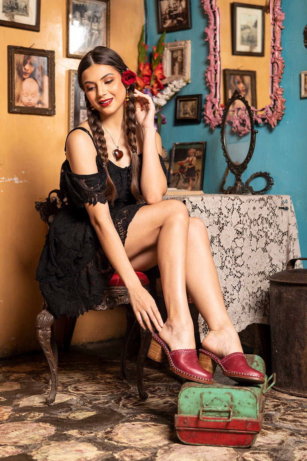 Senorita Clogs - Crimson Red - Senorita by Tulle and Batiste