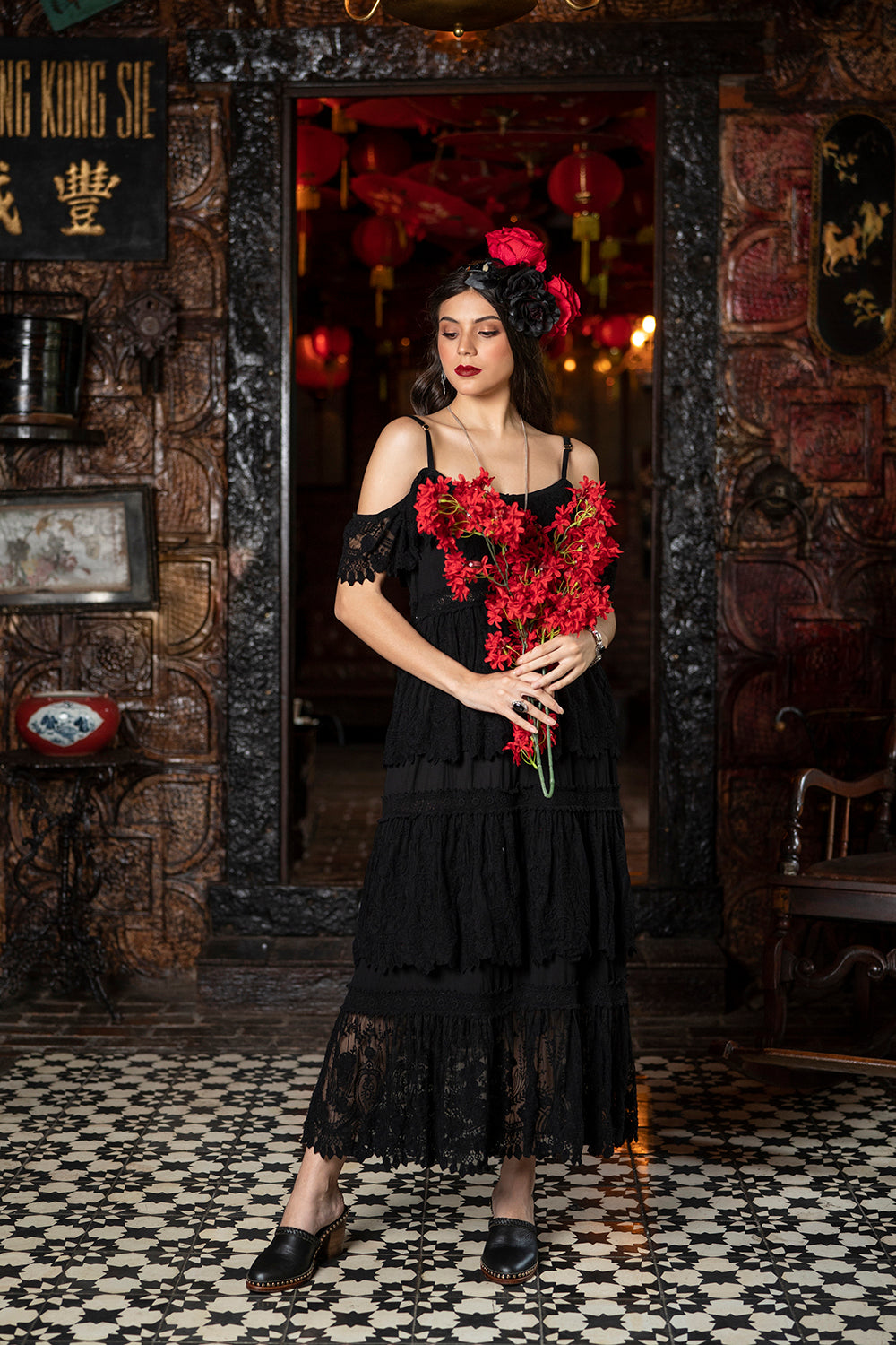 Carmen Maxi Dress - Moonless Black - Senorita by Tulle and Batiste