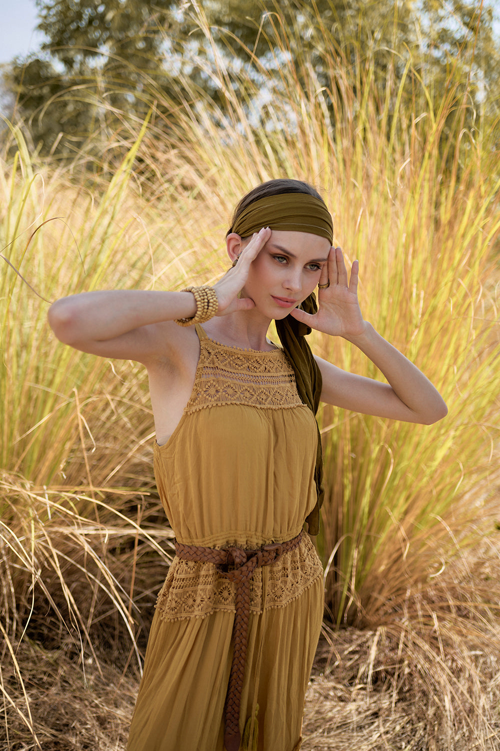 Vivianne Plaited Belt - Tan - The Fields of Gold by Tulle and Batiste