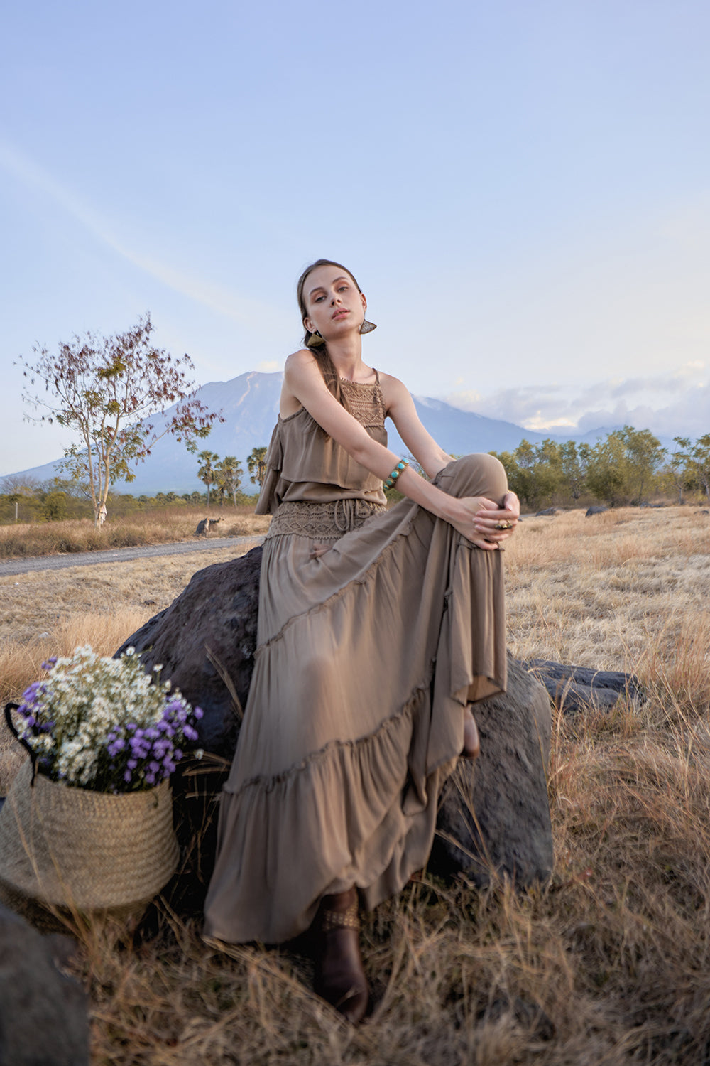 Chloe Maxi Skirt - Desert Sand - The Fields of Gold by Tulle and Batiste