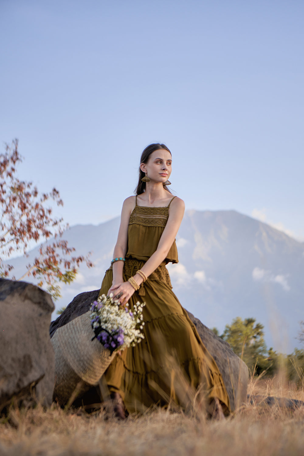 Chloe Maxi Skirt - Moss - The Fields of Gold by Tulle and Batiste