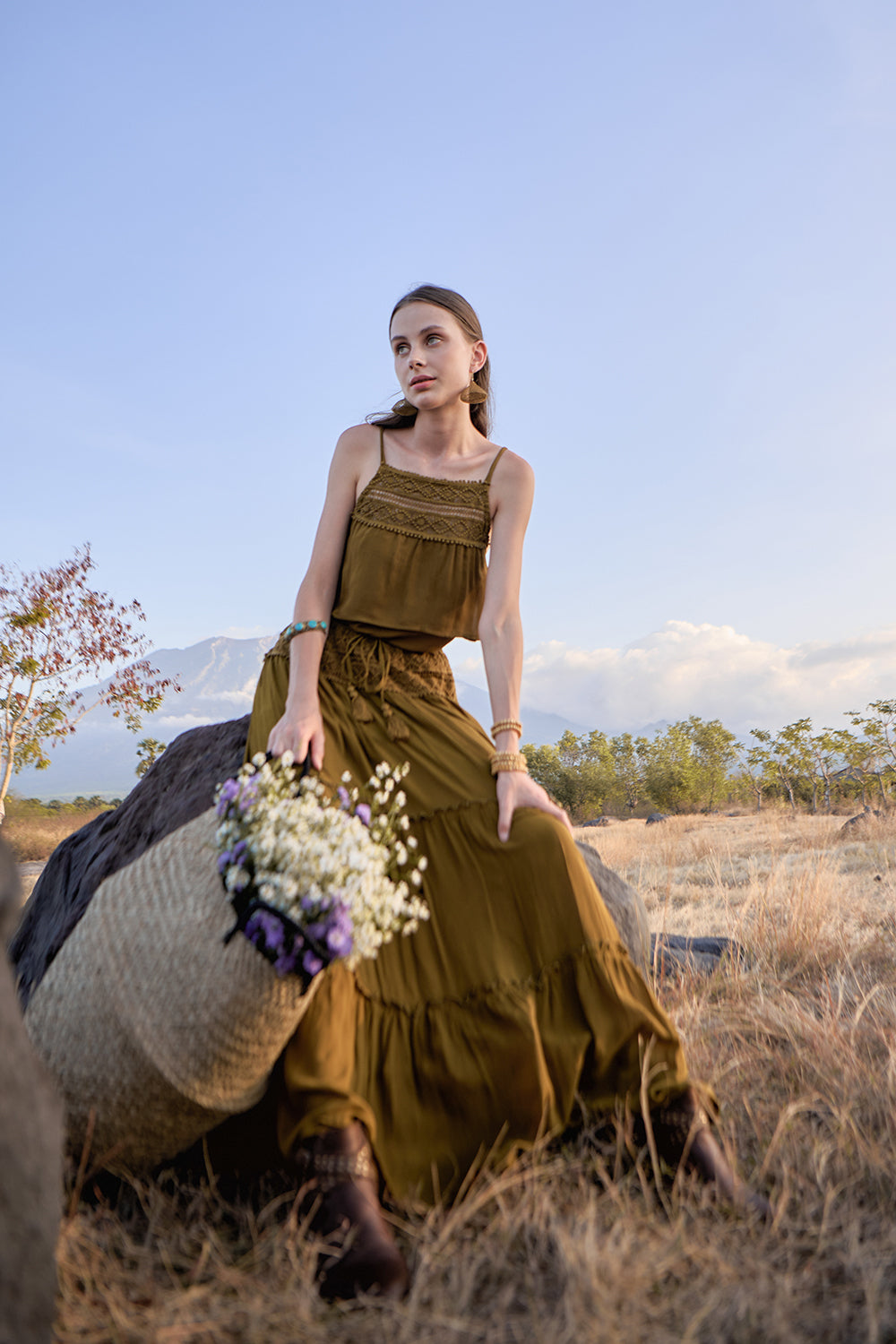 Chloe Maxi Skirt - Moss - The Fields of Gold by Tulle and Batiste