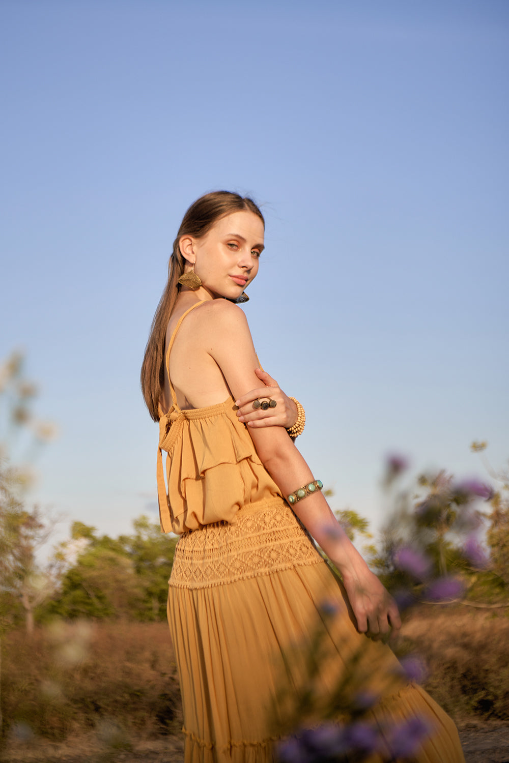 Chloe Maxi Skirt - Saffron Gold - The Fields of Gold by Tulle and Batiste