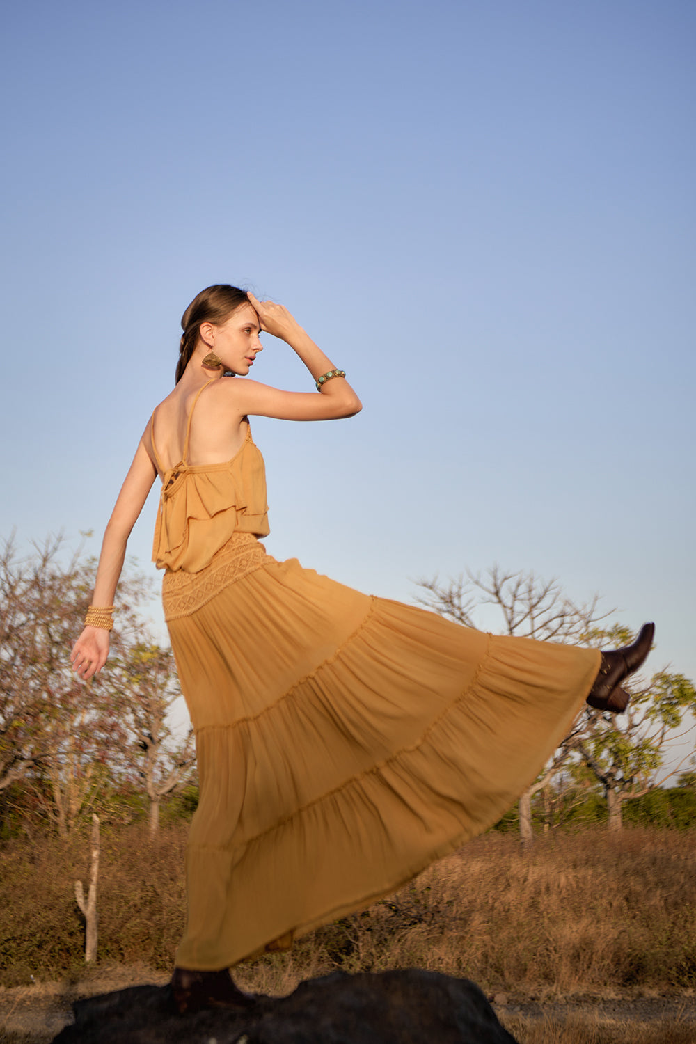 Chloe Maxi Skirt - Saffron Gold - The Fields of Gold by Tulle and Batiste