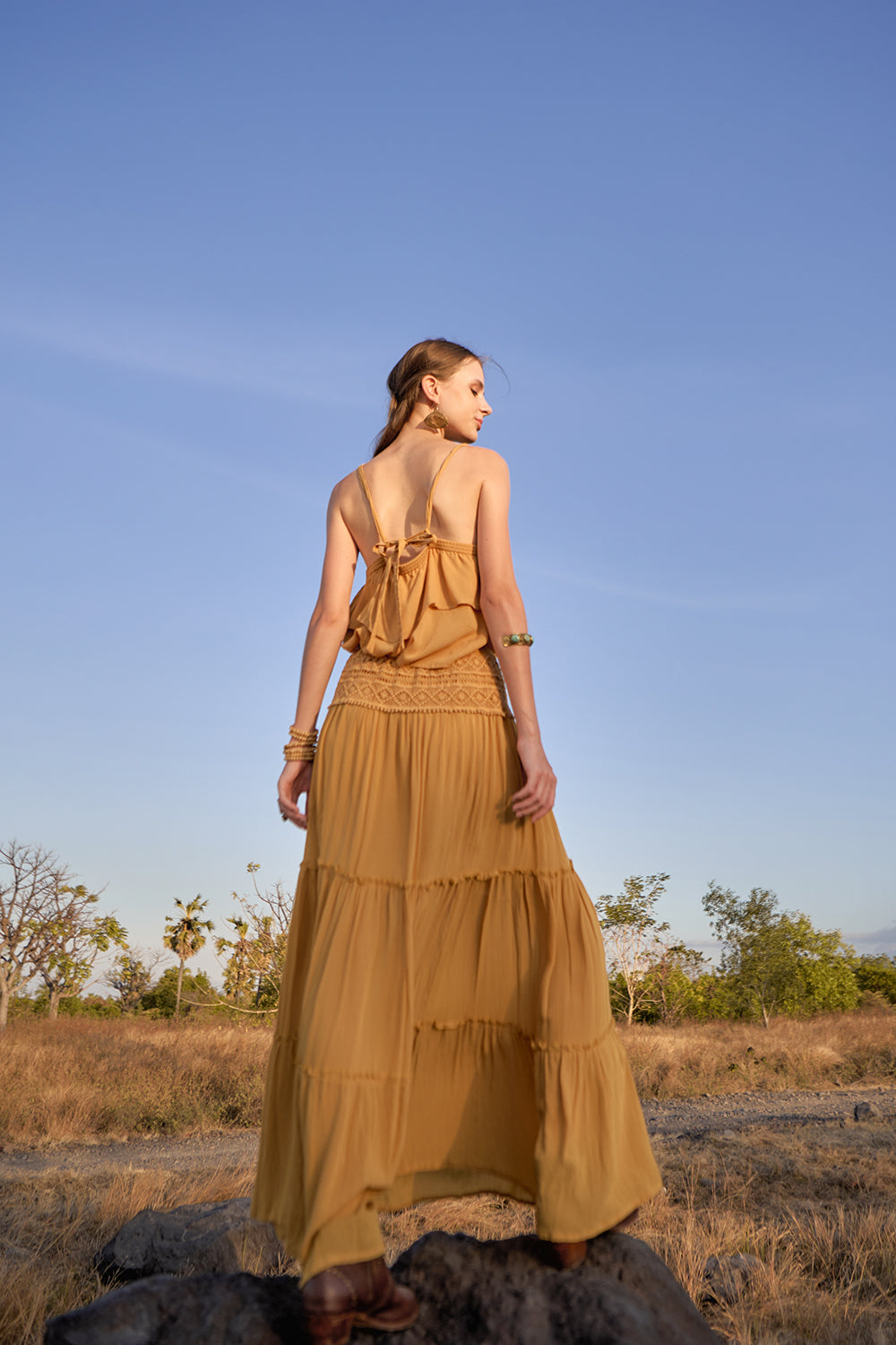 Chloe Maxi Skirt - Saffron Gold - The Fields of Gold by Tulle and Batiste