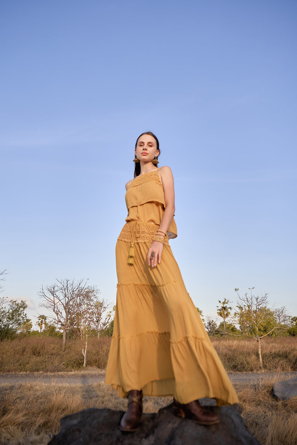 Chloe Maxi Skirt - Saffron Gold - The Fields of Gold by Tulle and Batiste