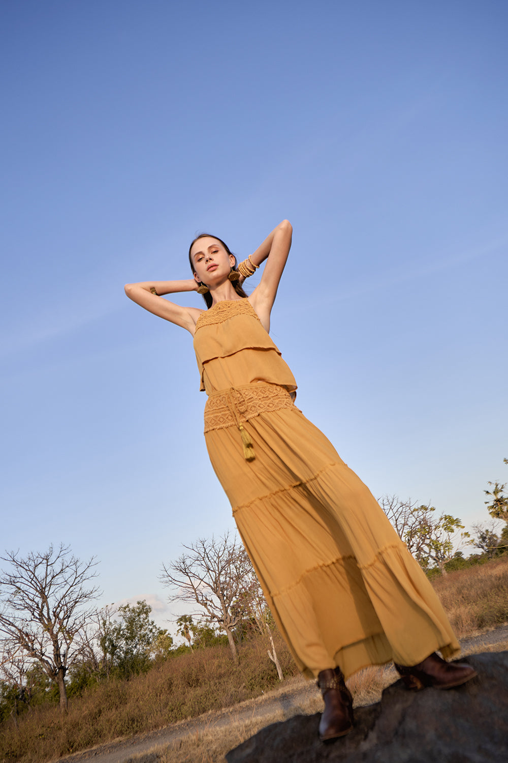 Chloe Maxi Skirt - Saffron Gold - The Fields of Gold by Tulle and Batiste