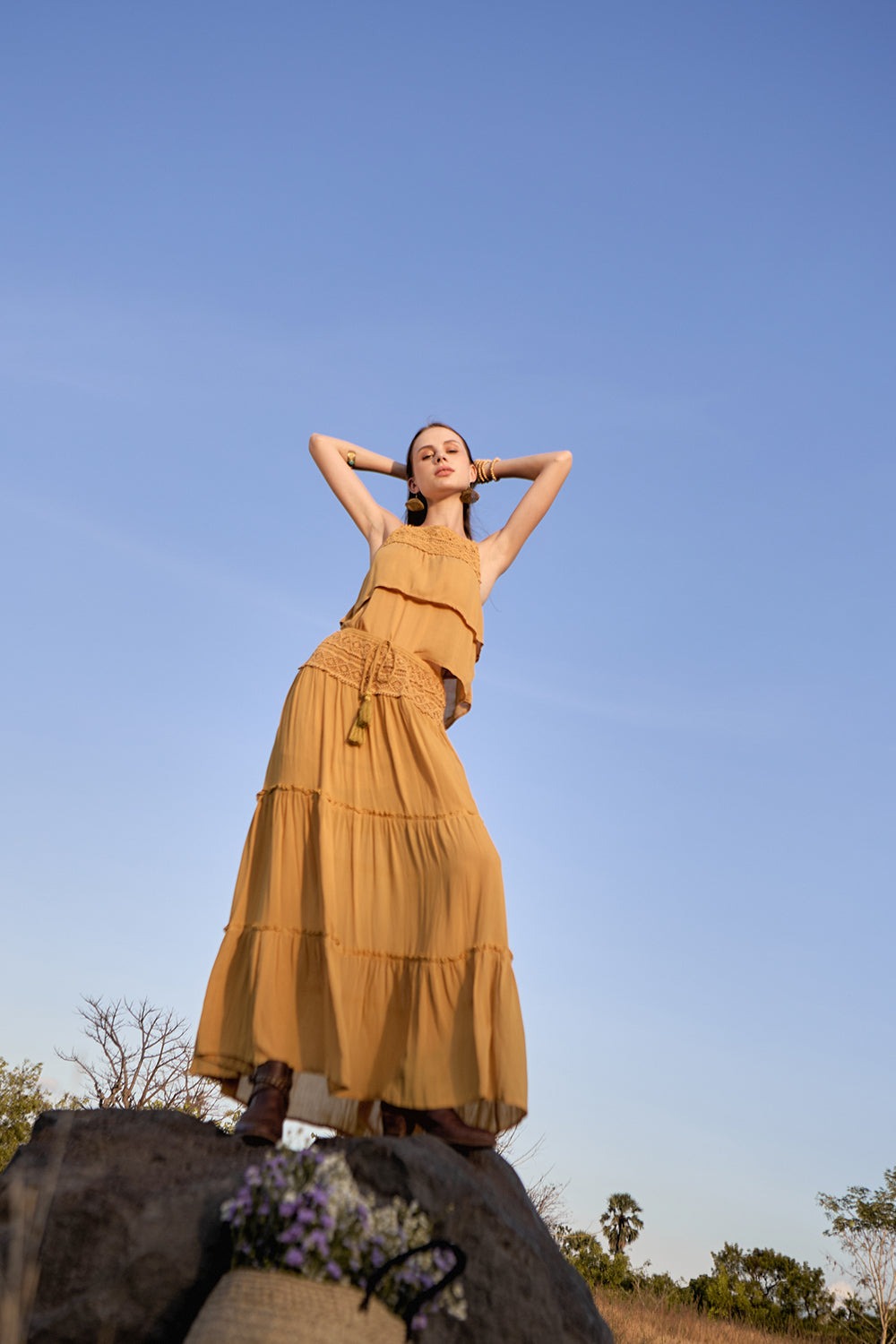 Chloe Halter Top - Saffron Gold - The Fields of Gold by Tulle and Batiste