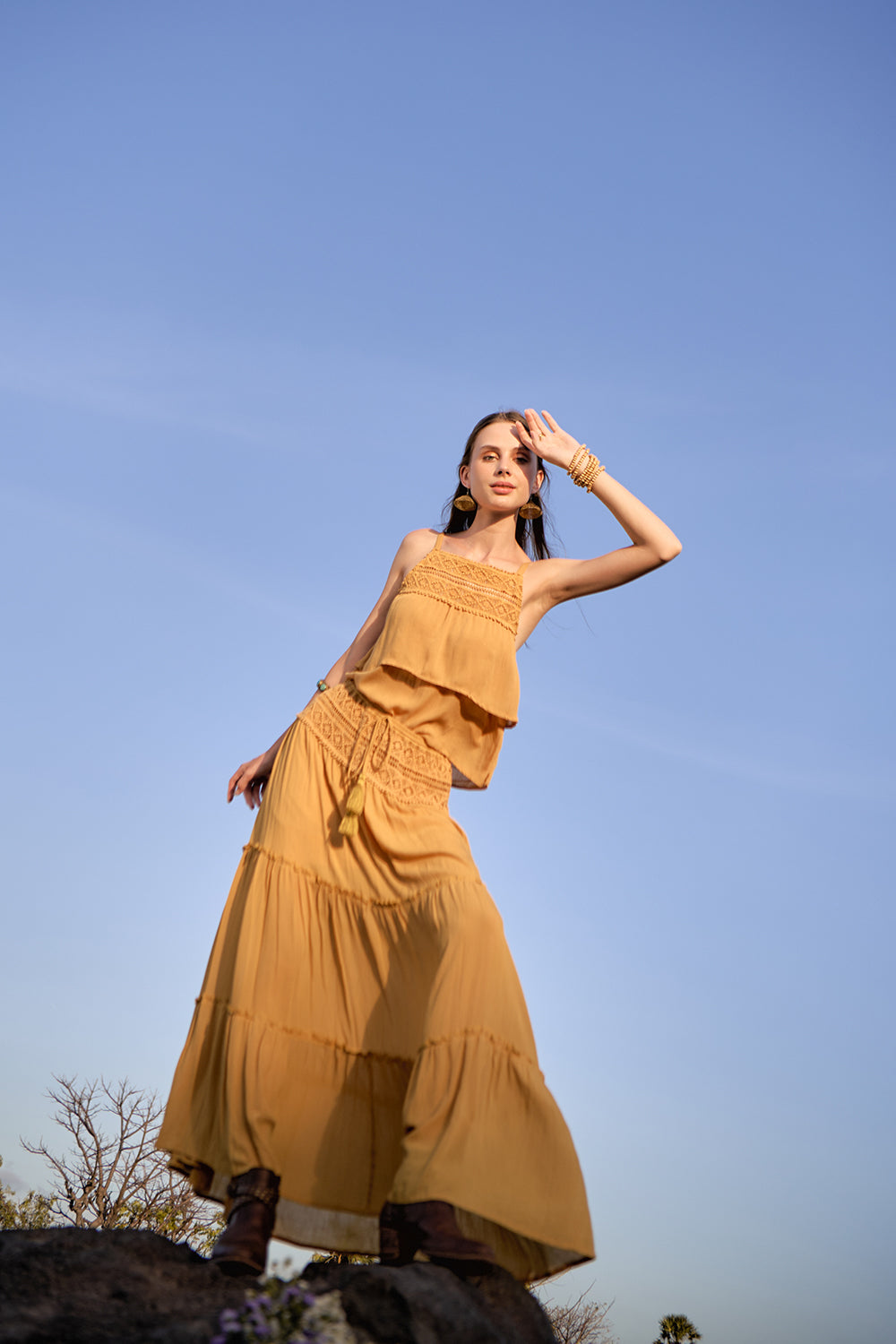 Chloe Maxi Skirt - Saffron Gold - The Fields of Gold by Tulle and Batiste