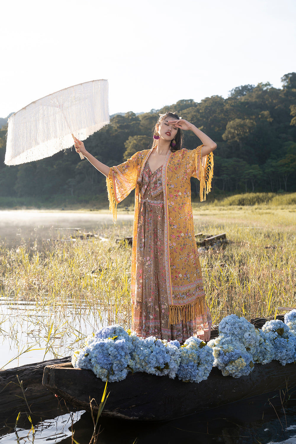 Phoenix Textile Robe Phoenix Long Robe | Chinese Gold | Celestial by Tulle and Batiste