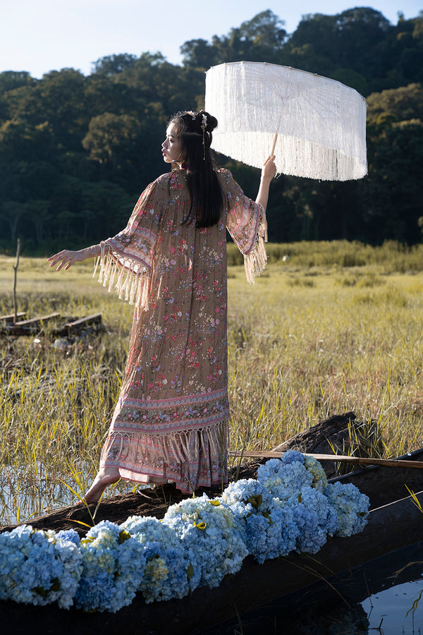 Phoenix Long Robe | Golden Olive | Celestial by Tulle and Batiste