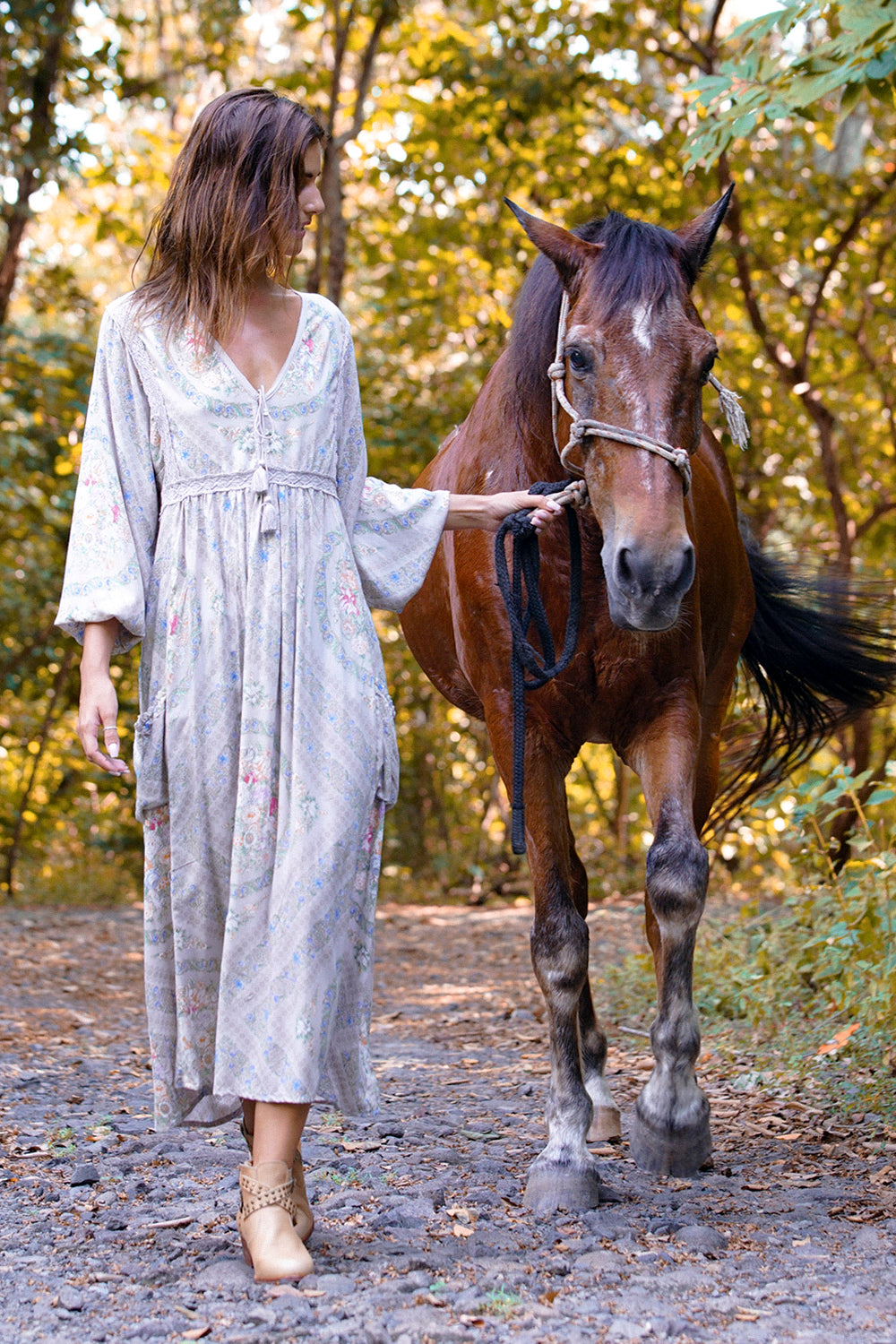 Fabbie Boho Dress - Mourning Dove - Tulle and Batiste