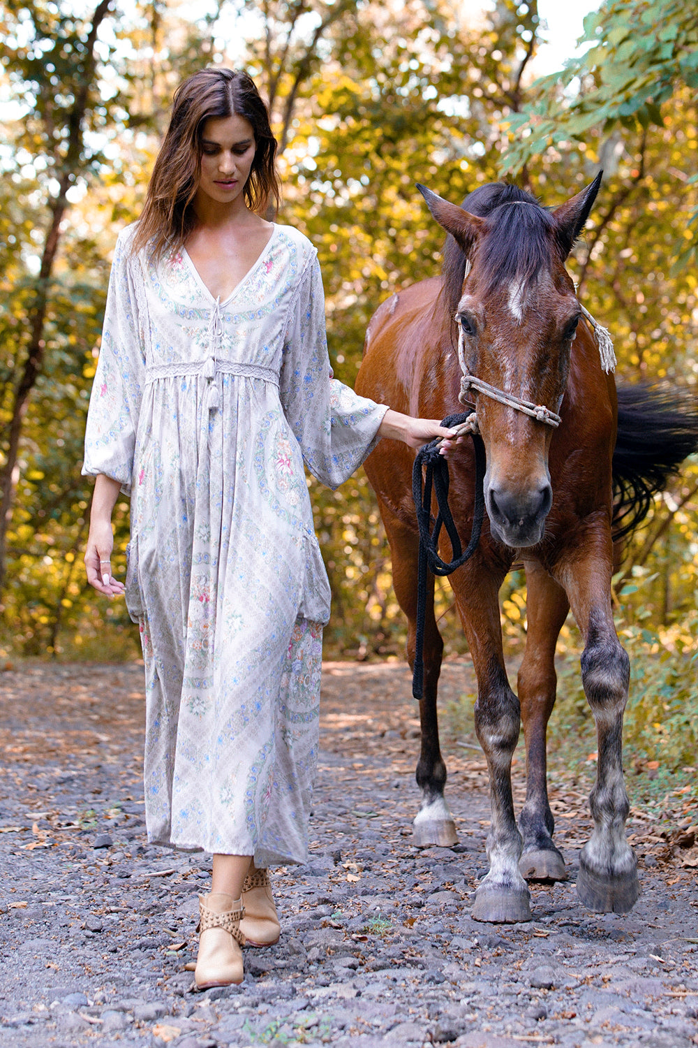 Fabbie Boho Dress - Mourning Dove - Tulle and Batiste