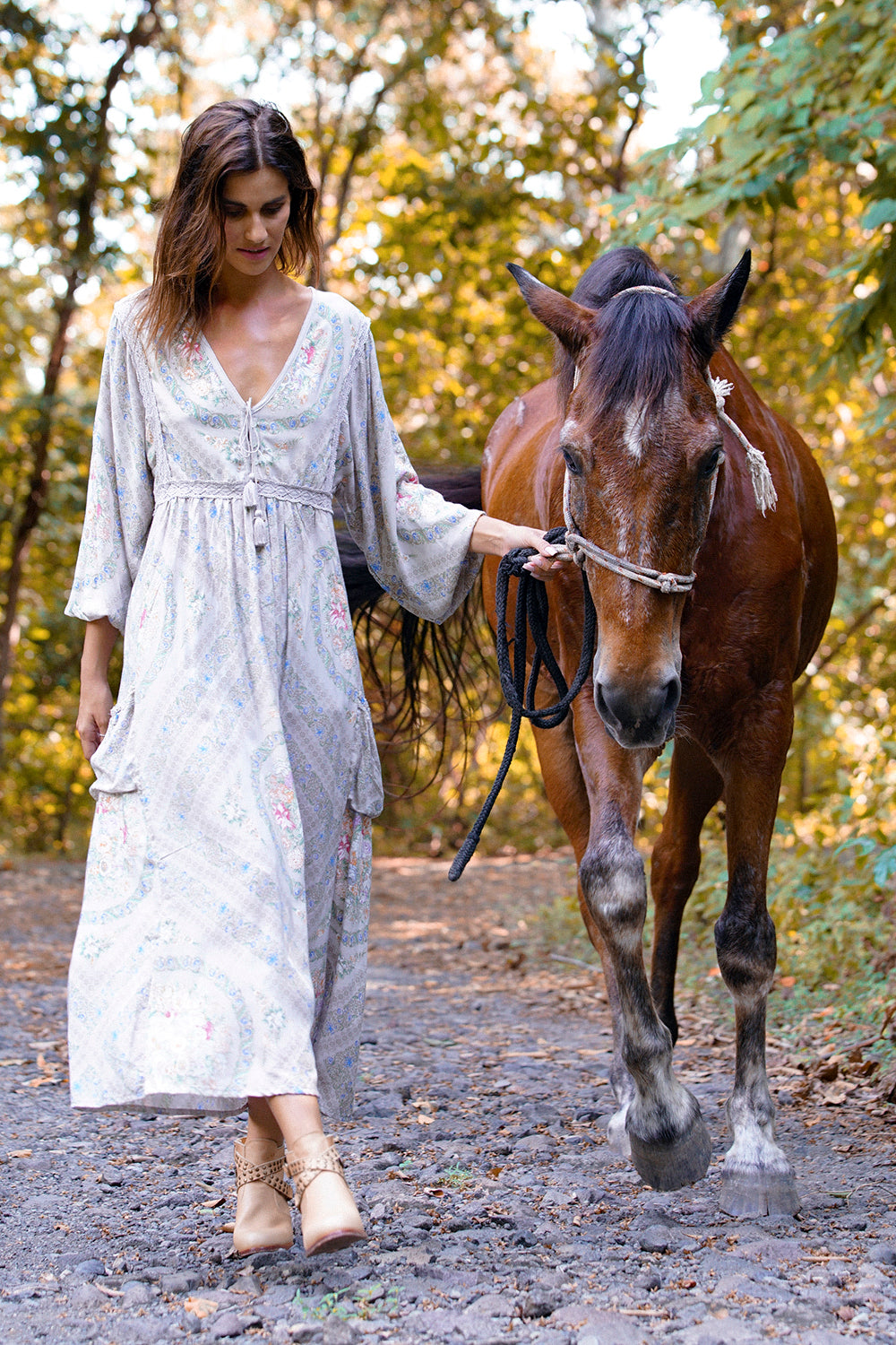 Fabbie Boho Dress - Mourning Dove - Tulle and Batiste