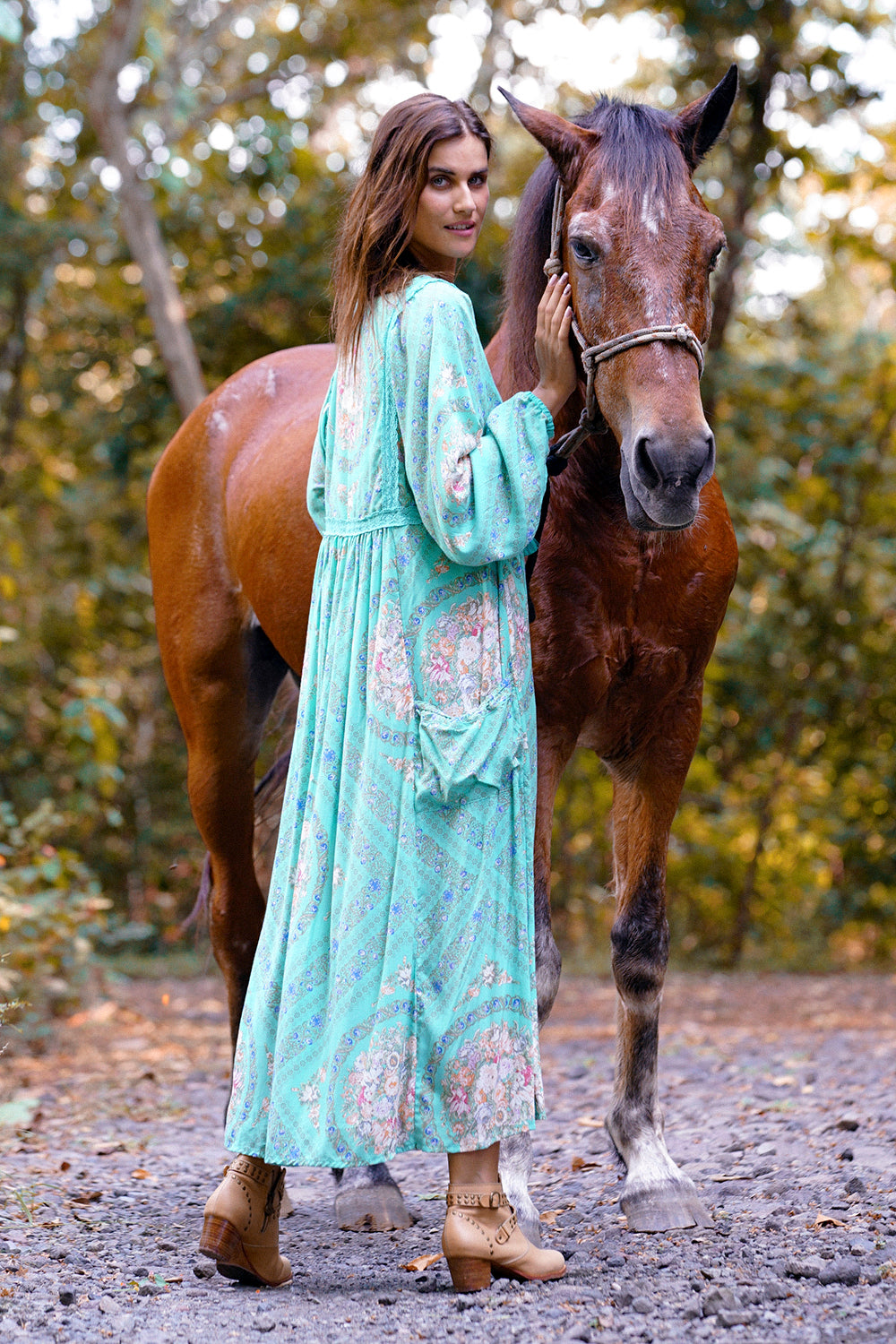 Fabbie Boho Dress - Turquoise - Tulle and Batiste