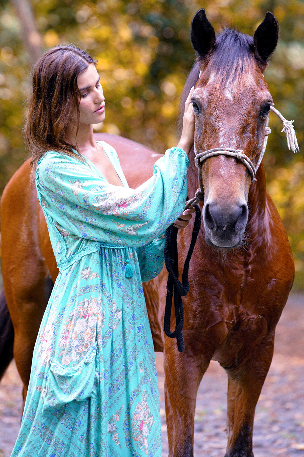 Fabbie Boho Dress - Turquoise - Tulle and Batiste