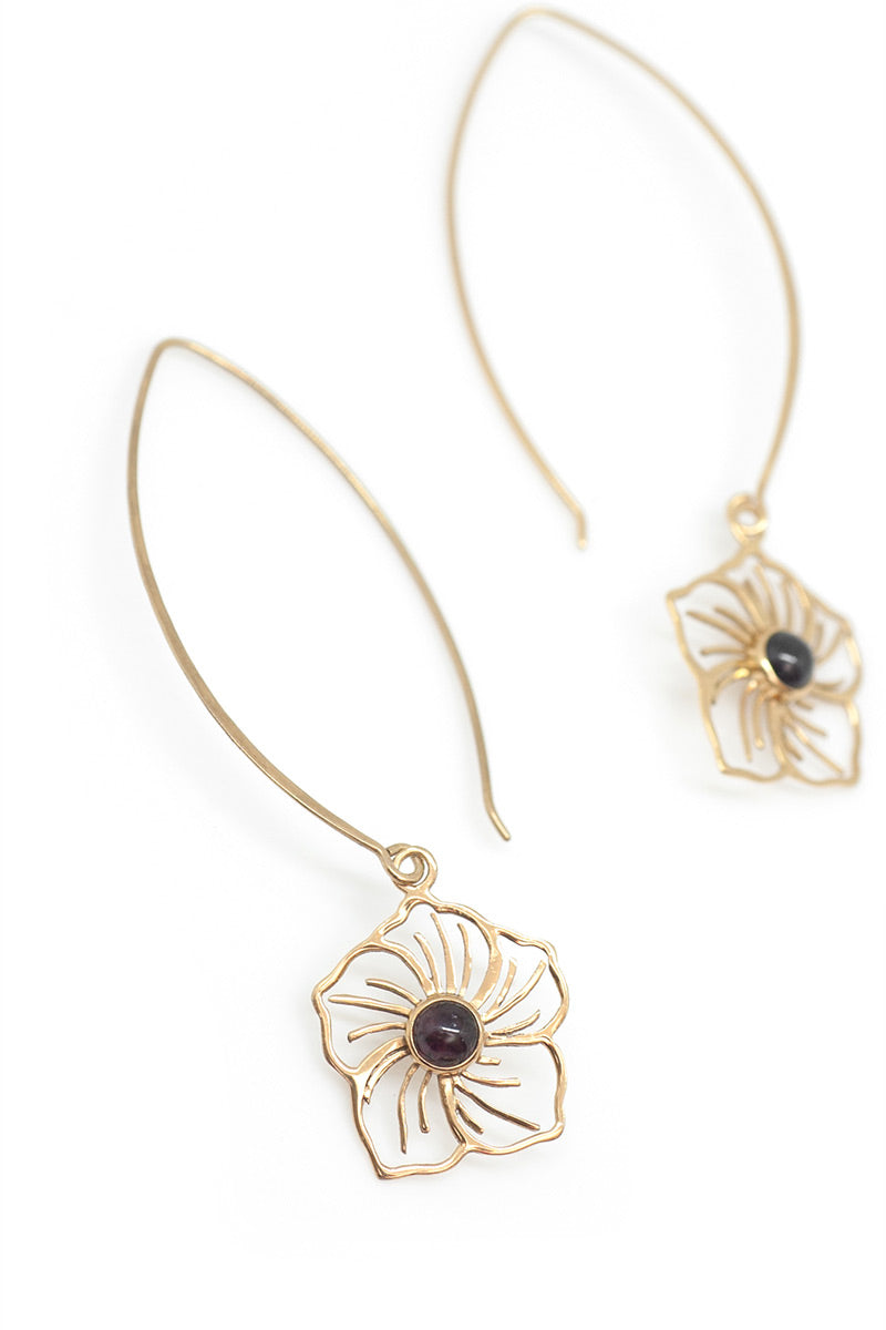 Flower Power Earrings - Garnet - Tulle and Batiste
