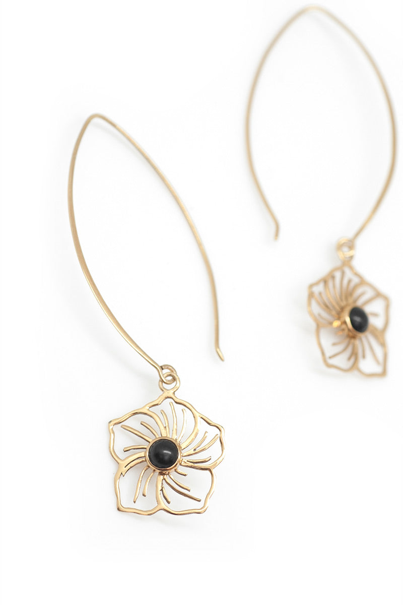 Flower Power Earrings - Onyx - Tulle and Batiste