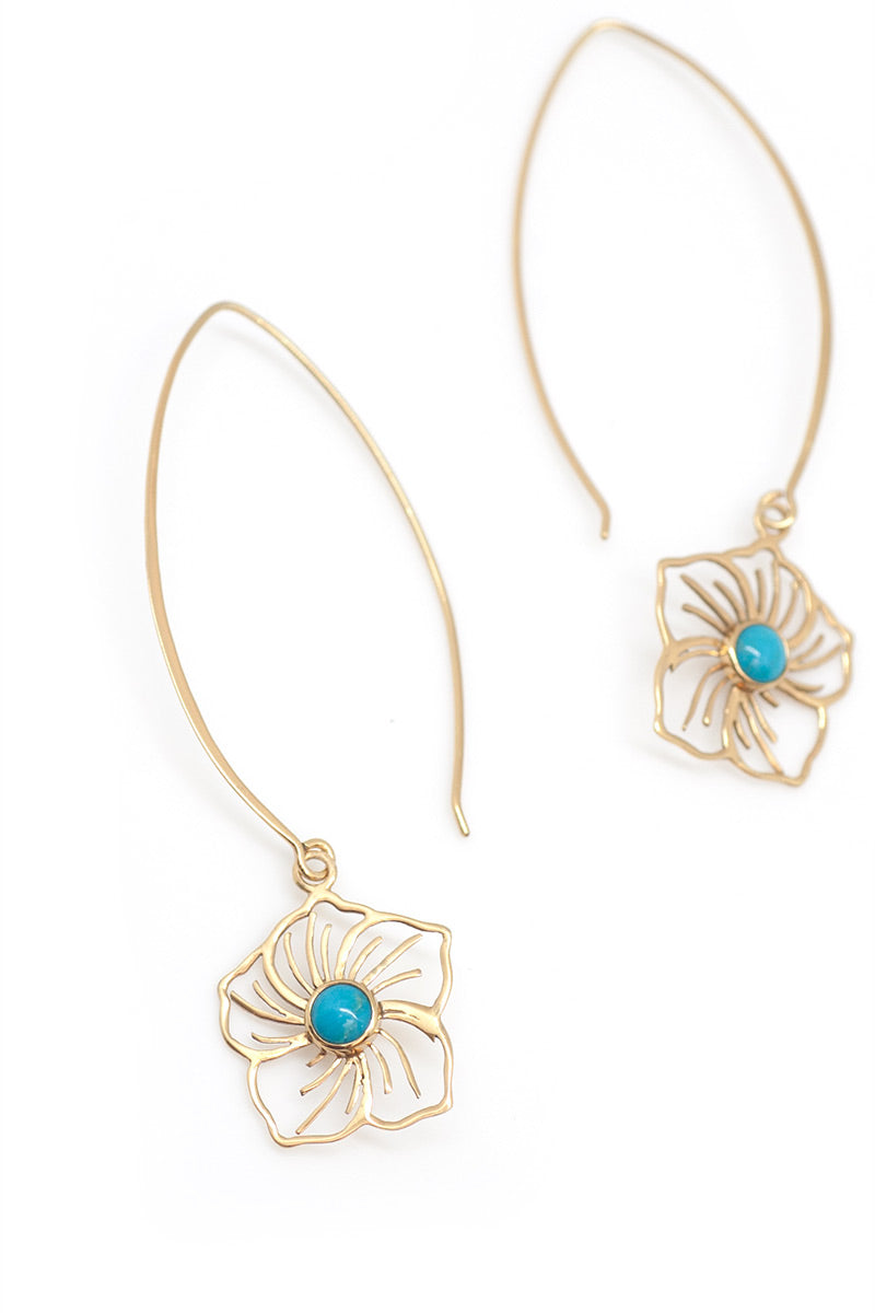 Flower Power Earrings - Turquoise - Tulle and Batiste